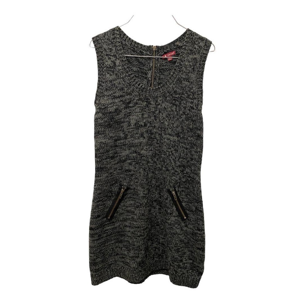 RUBY Moon Sweater Dress LARGE Black Sleeveless Knit Wool Blend Mini Scoop Neck